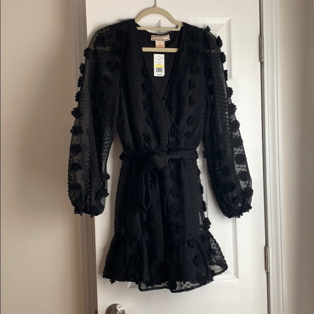 Black Flower Embroided Dress